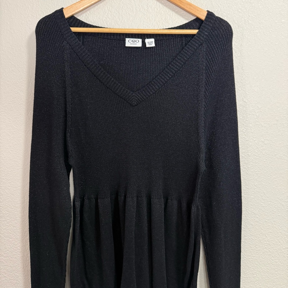 Cato Woman Black Ribbed Sweater - Size 22/24W - Picture 2 of 16